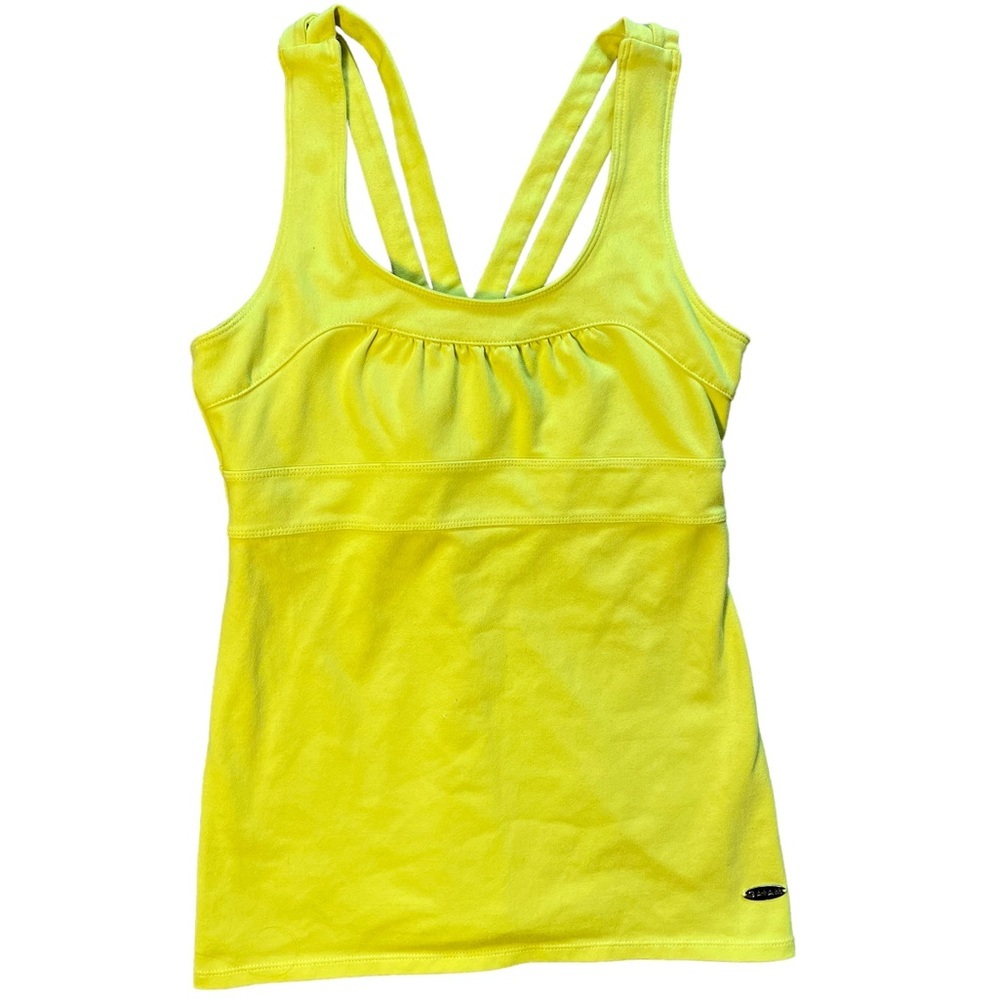 Gaiam Criss Cross Strappy Racerback Athletic Tank Top Yellow XS
